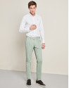Pantalón en lino/algodón verde agua
