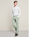 Pantalón en lino/algodón verde agua