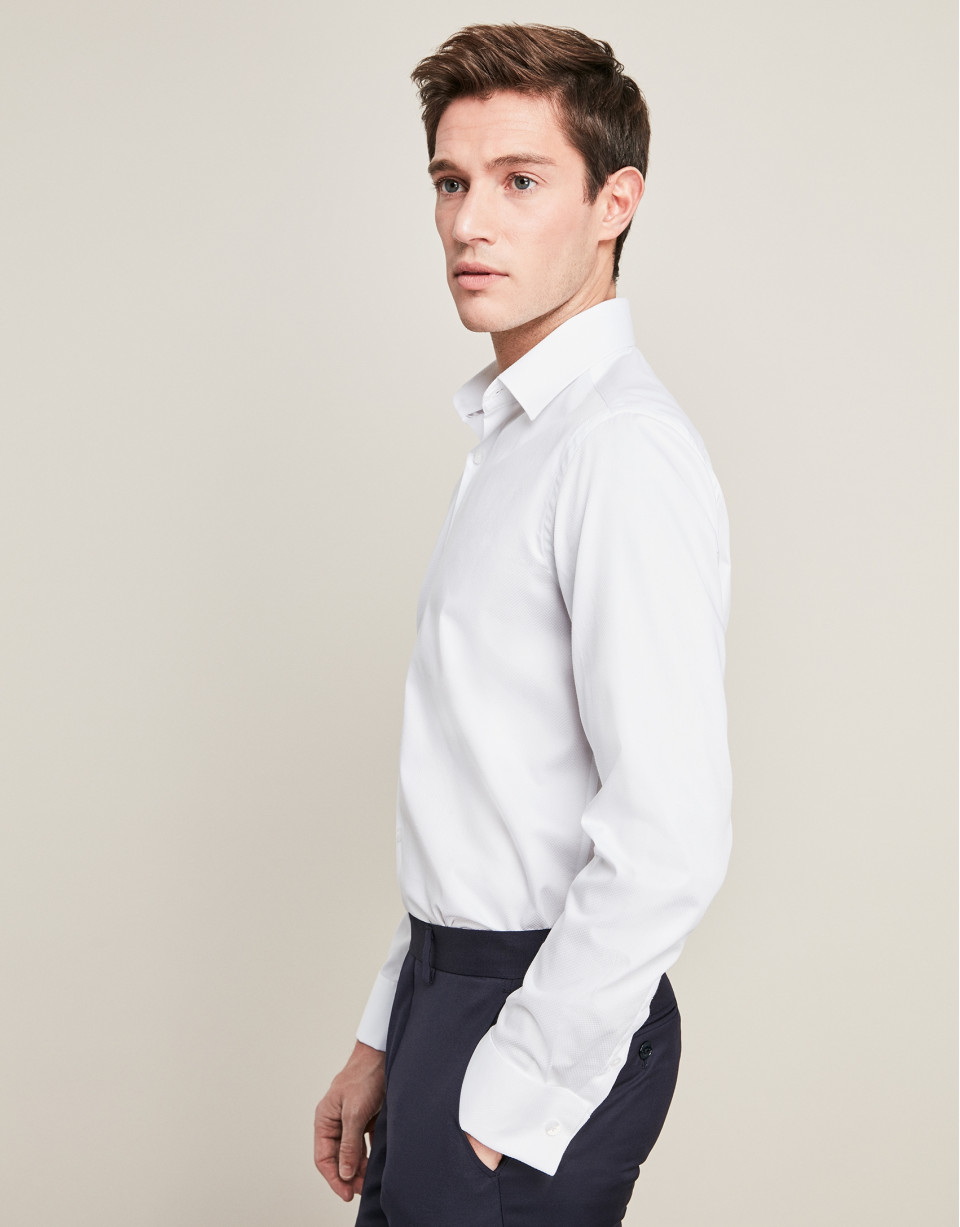 Camisa vestir estructura cuadros blanco