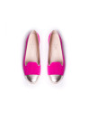 NIZA FUCSIA:  Suede slippers with gold tips