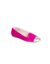 NIZA FUCSIA:  Suede slippers with gold tips