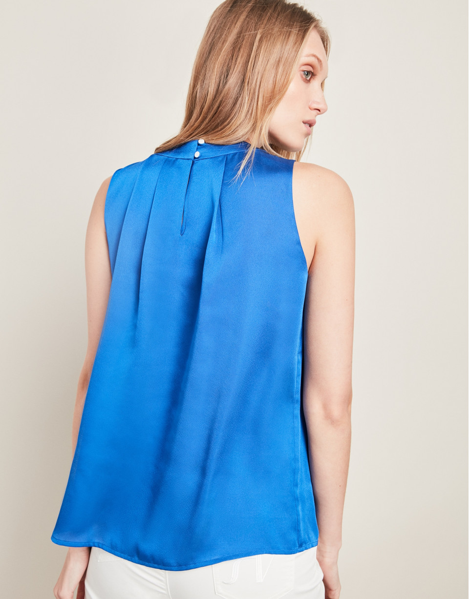 Blue satin top