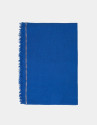 Plain blue scarf with logos