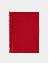 Plain red scarf with logos