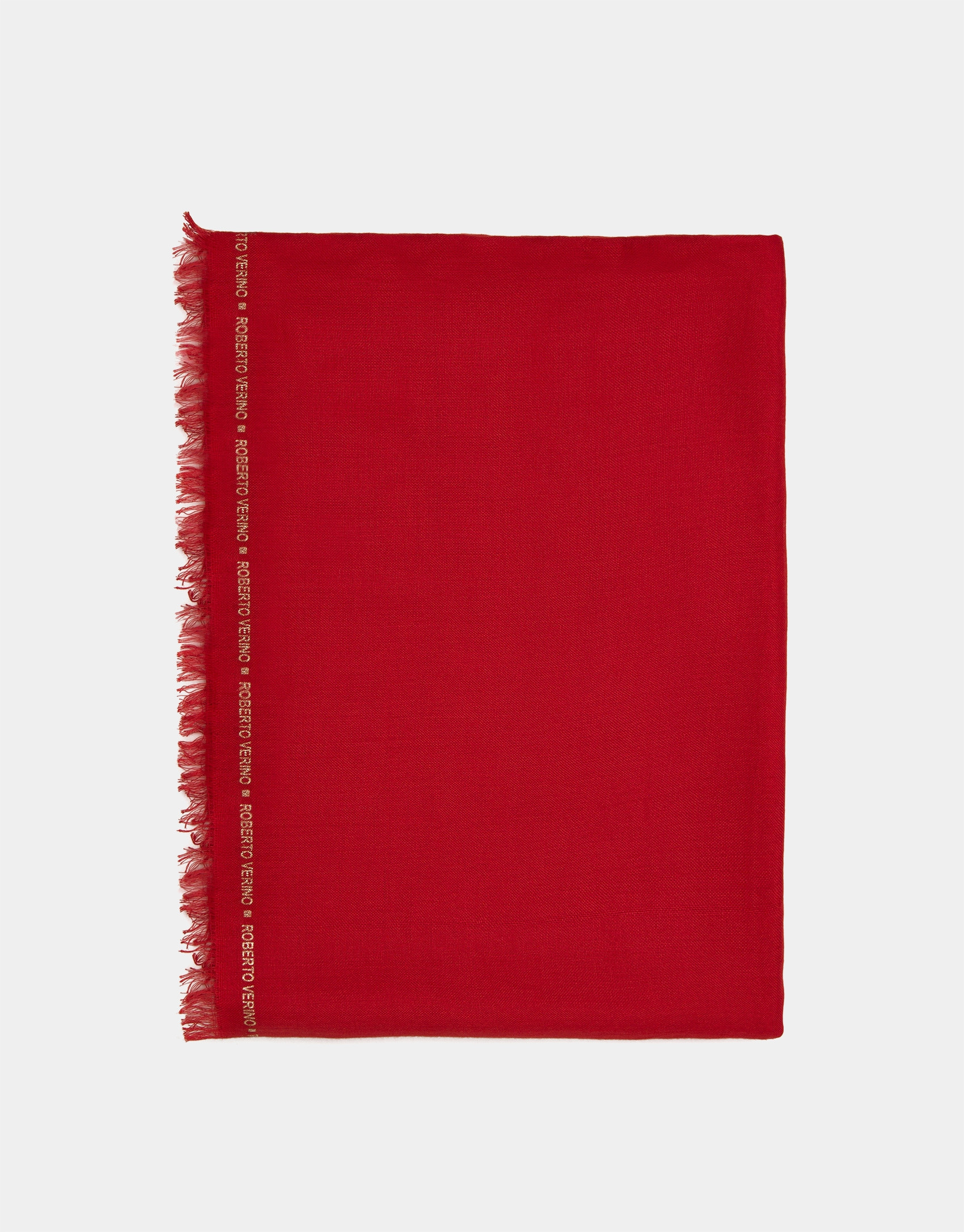 Plain red scarf with logos