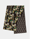 Reversible print silk signature scarf with floral print