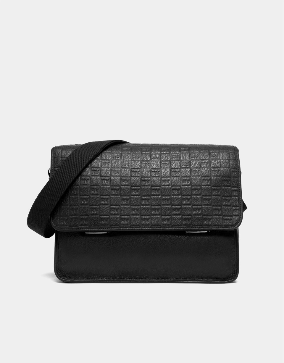 Men's large black leather briefcase