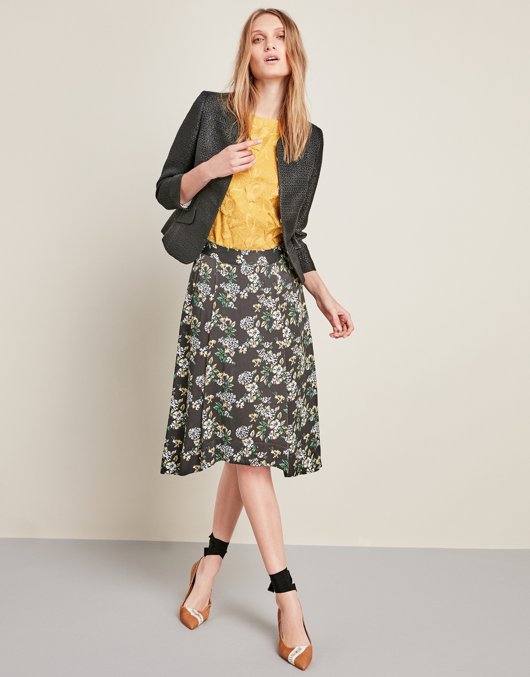 Short black jacquard jacket