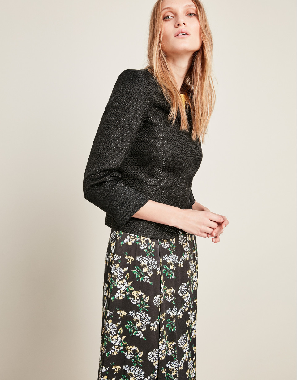 Short black jacquard jacket
