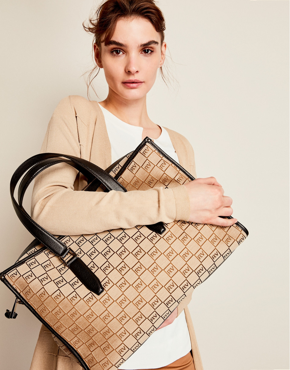 Bolso bandolera Bonjour lona personalizada RV beige