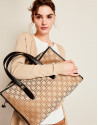 Beige RV canvas Bonjour shoulder bag