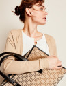 Bolso bandolera Bonjour lona personalizada RV beige