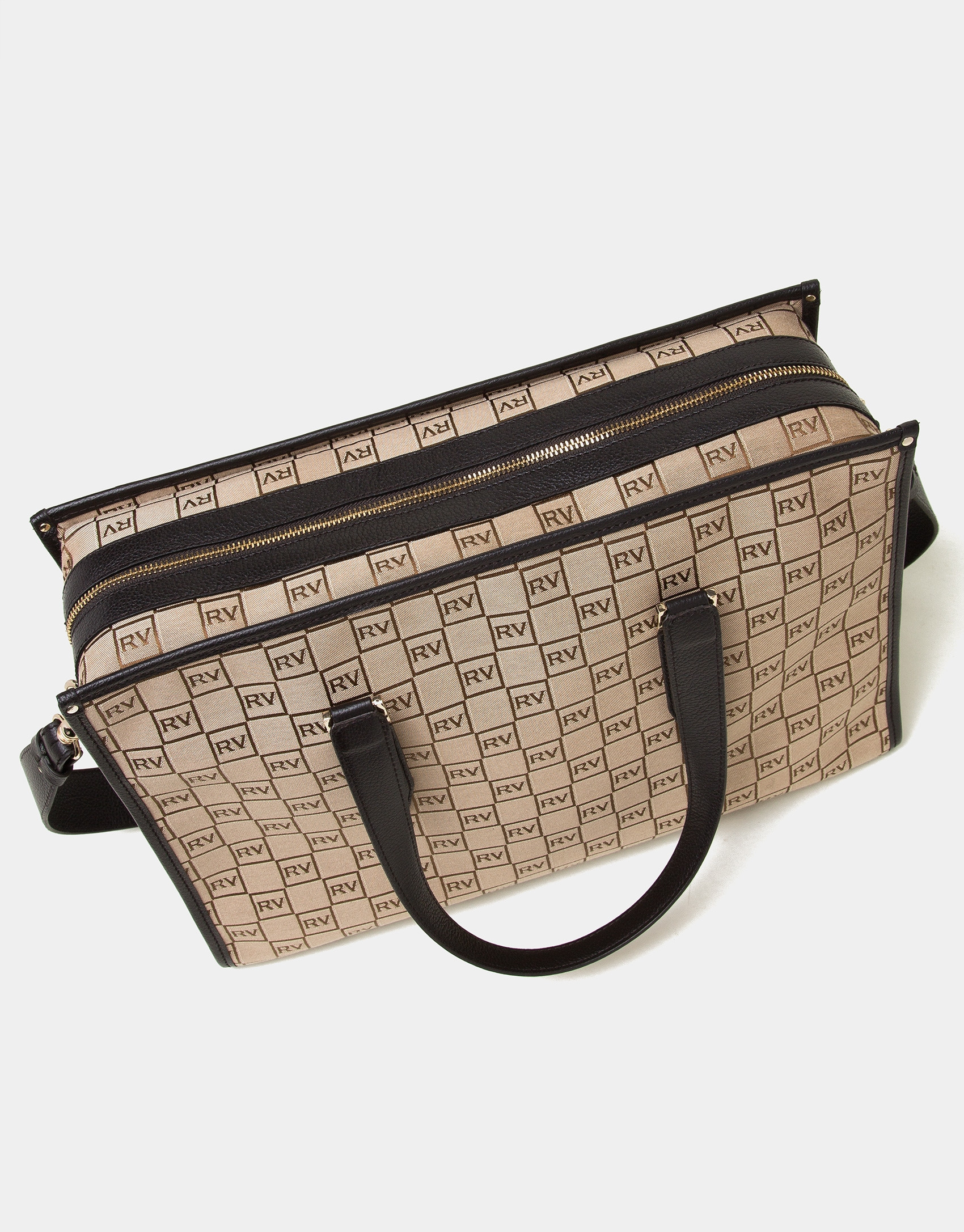 Beige RV canvas Bonjour shoulder bag
