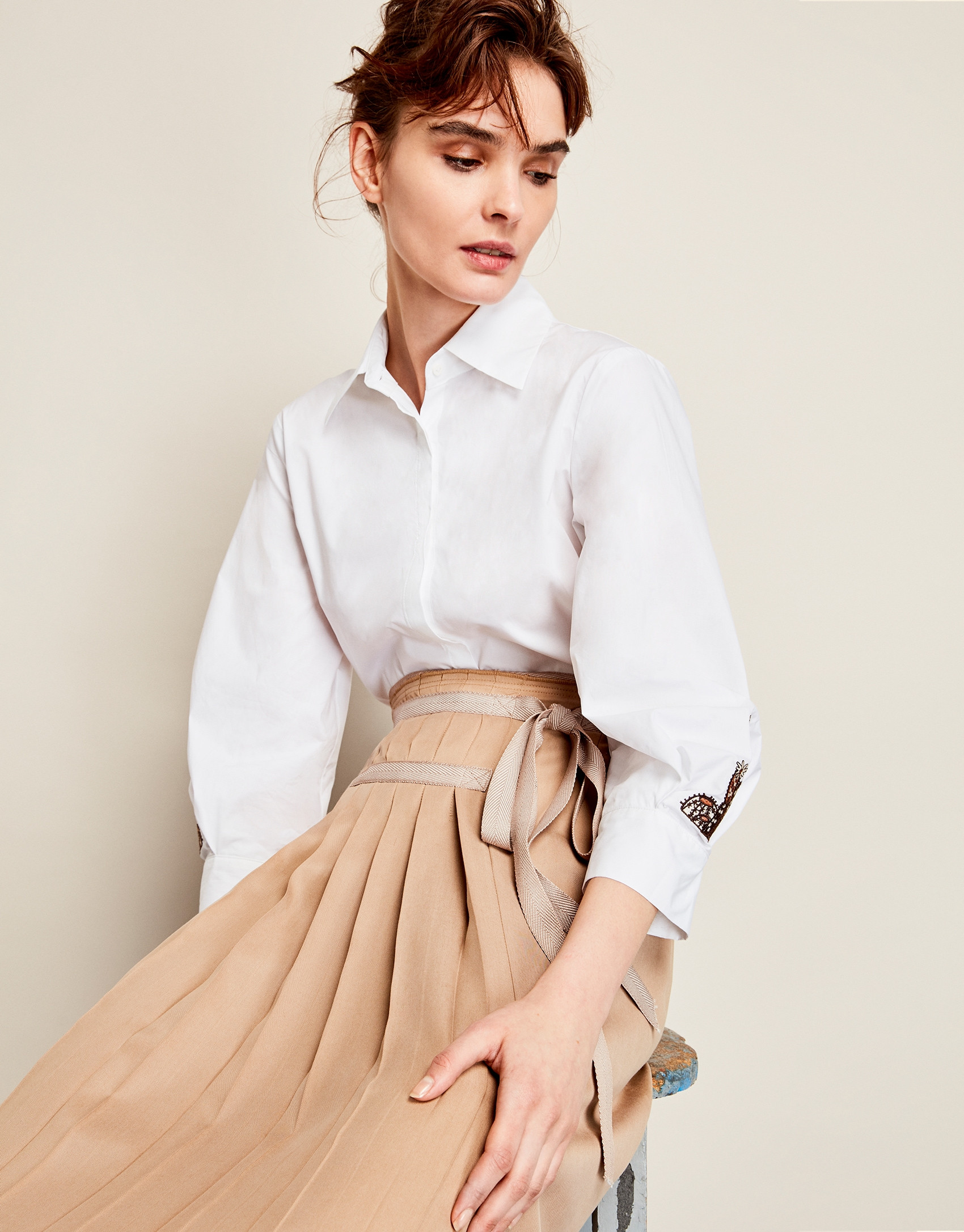 White shirt with patch sleeves