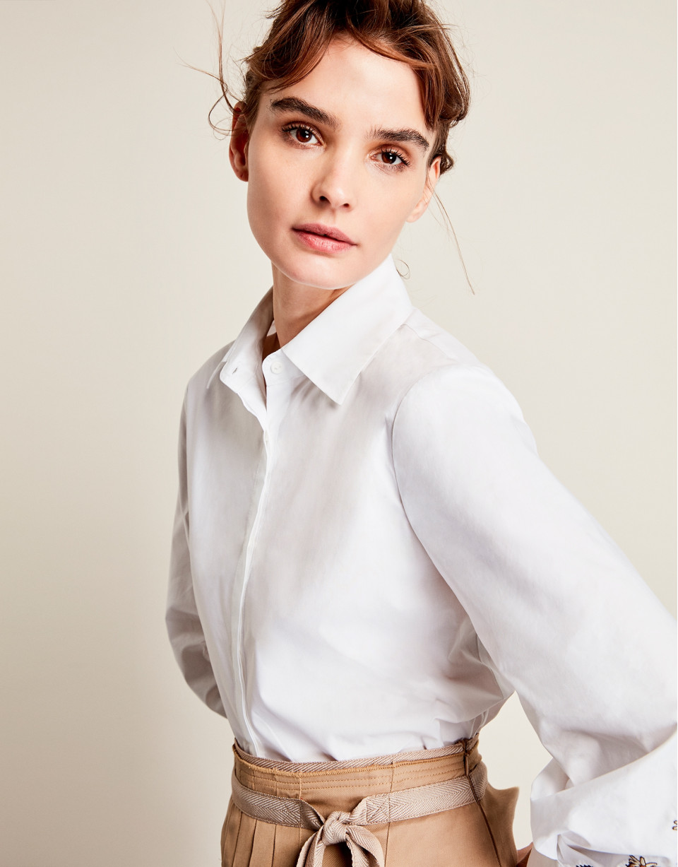 White shirt with patch sleeves