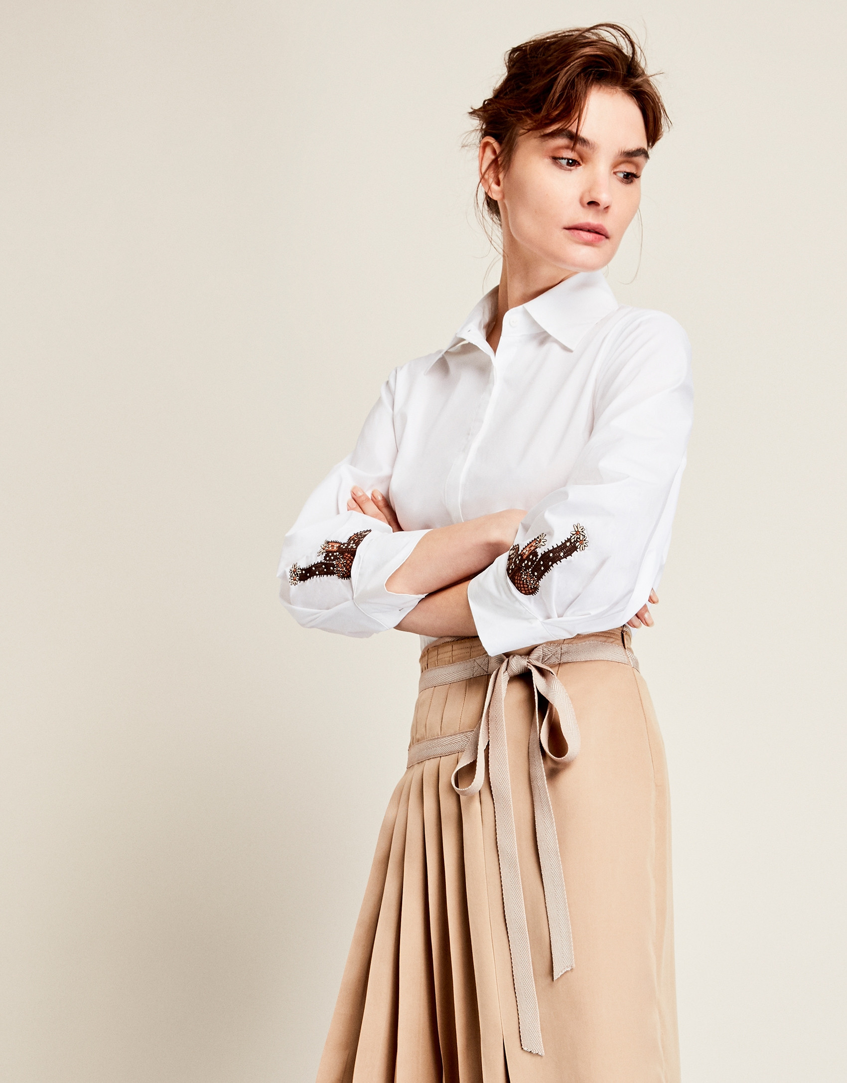 White shirt with patch sleeves