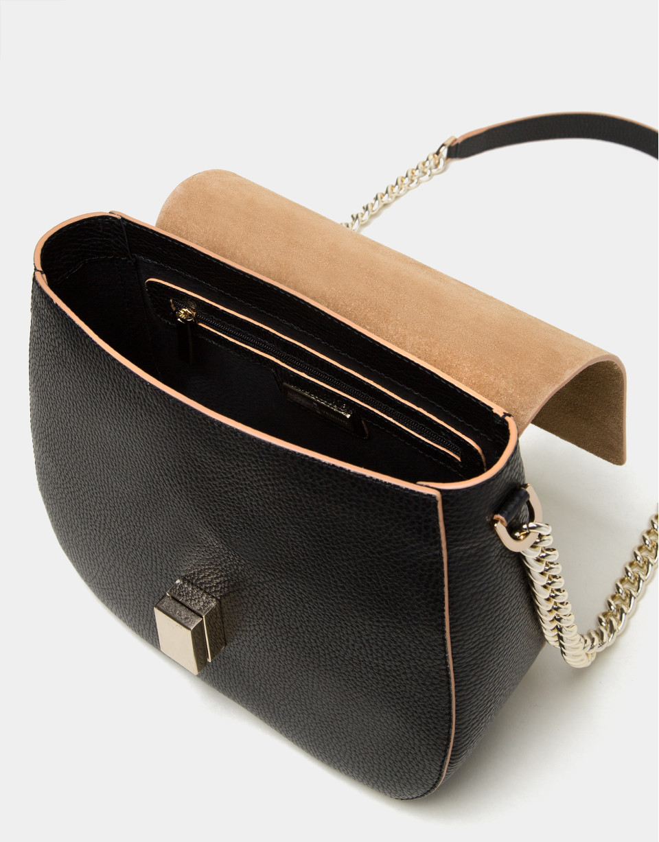Black split  leather Gazel shoulder bag