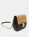 Bolso bandolera Gazel piel negra y serraje