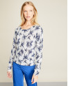Blue floral print t-shirt with glitter