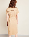 Mink-colored, elastic cotton, shirtwaist dress