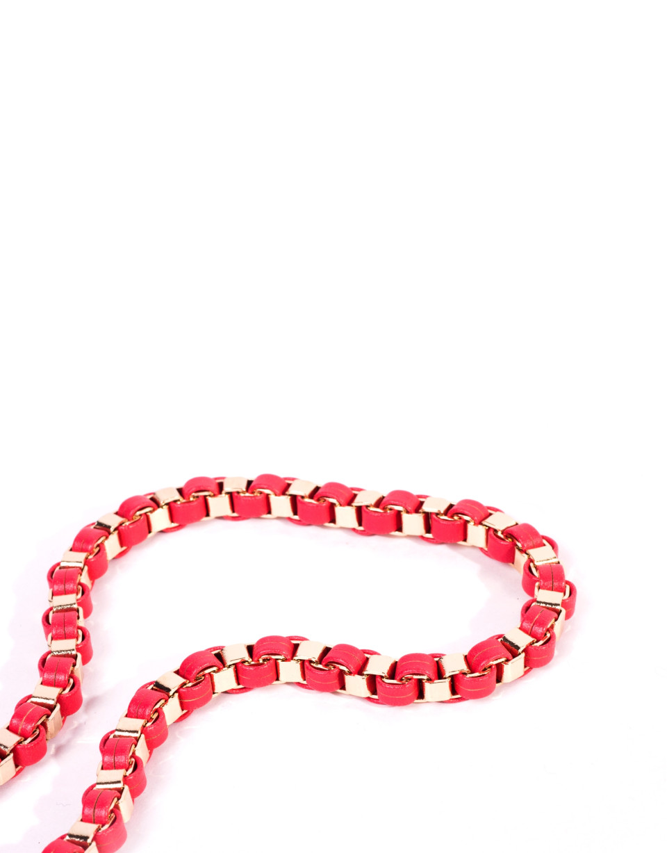 Pink metallic braided belt