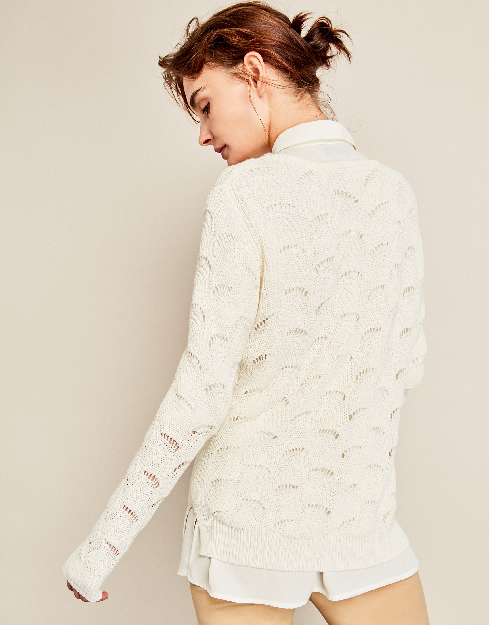 Beige openwork sweater
