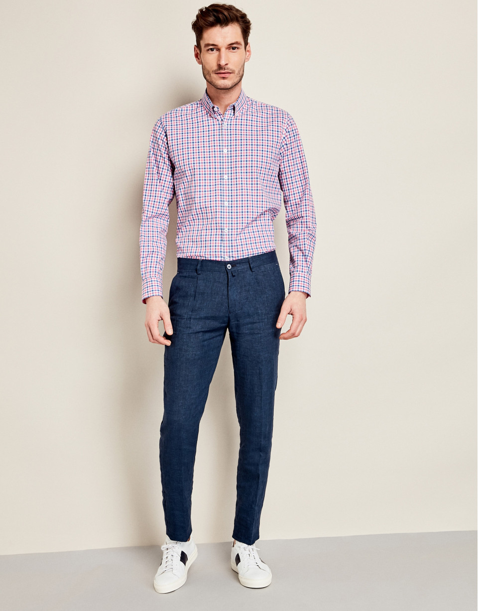Pantalón lino azul oscuro