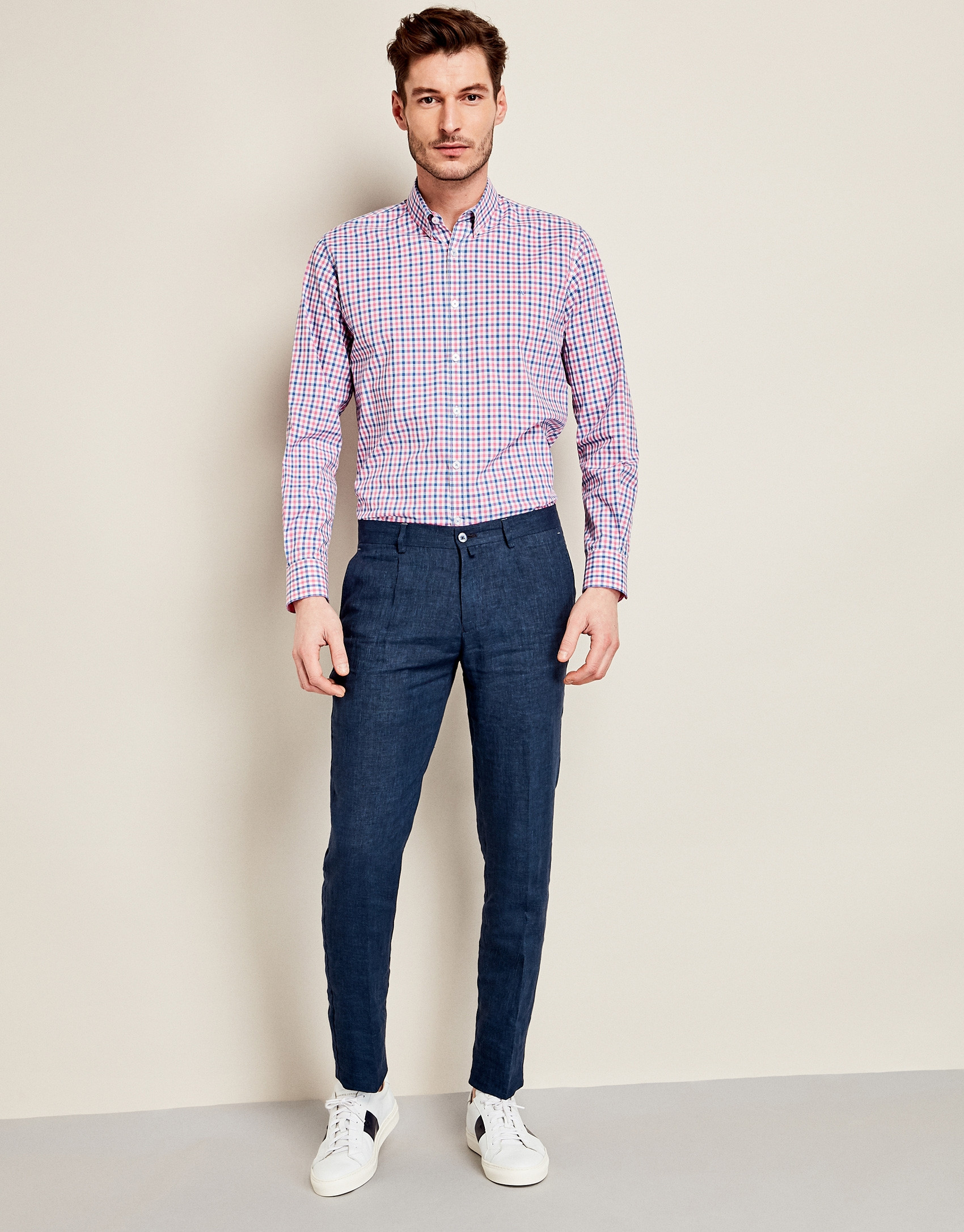 Pantalón lino azul oscuro