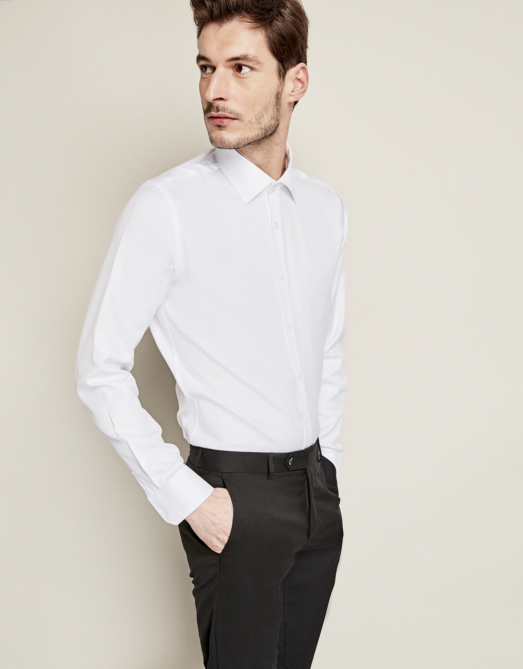 Plain white cotton dress shirt