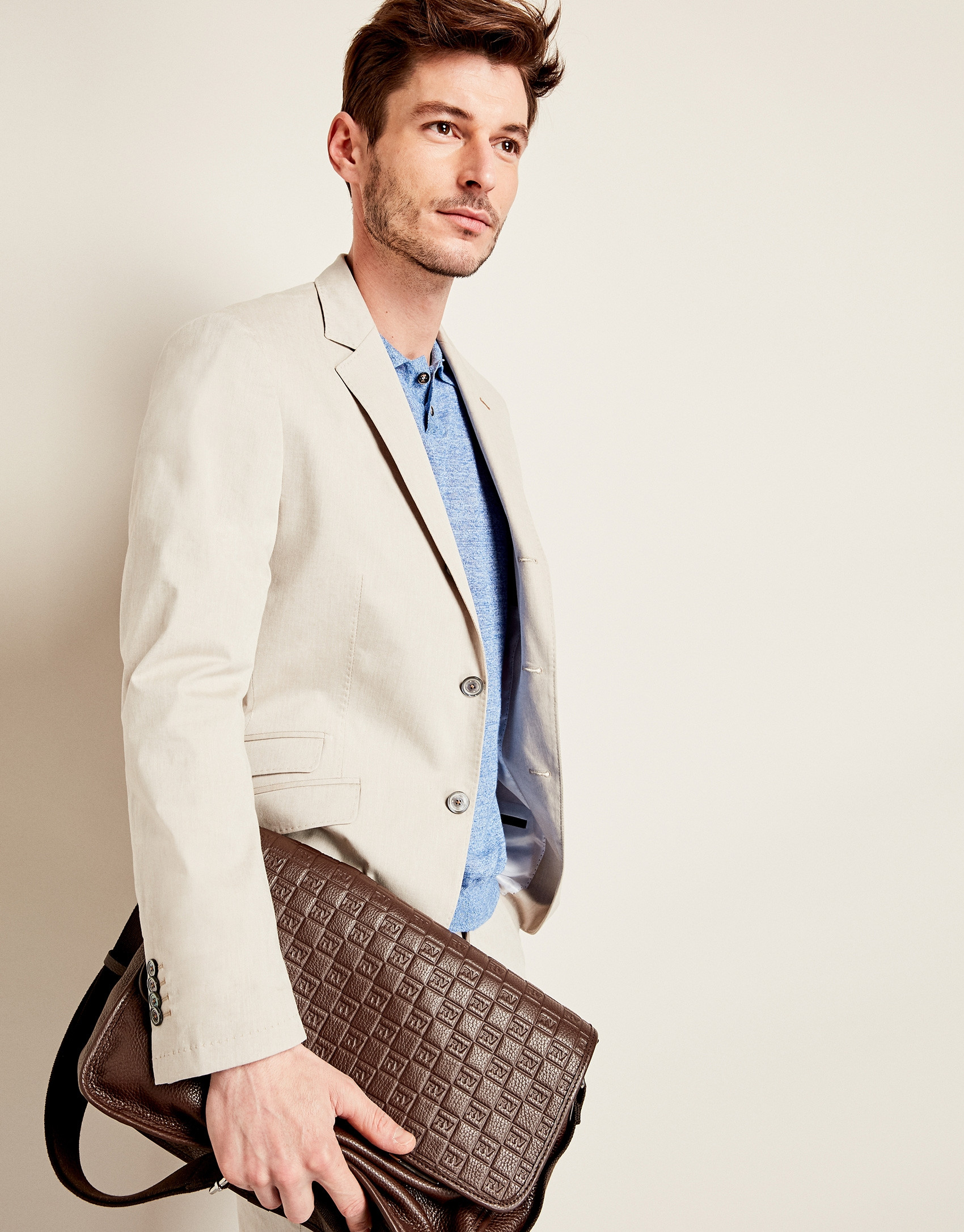 Beige cotton suit jacket