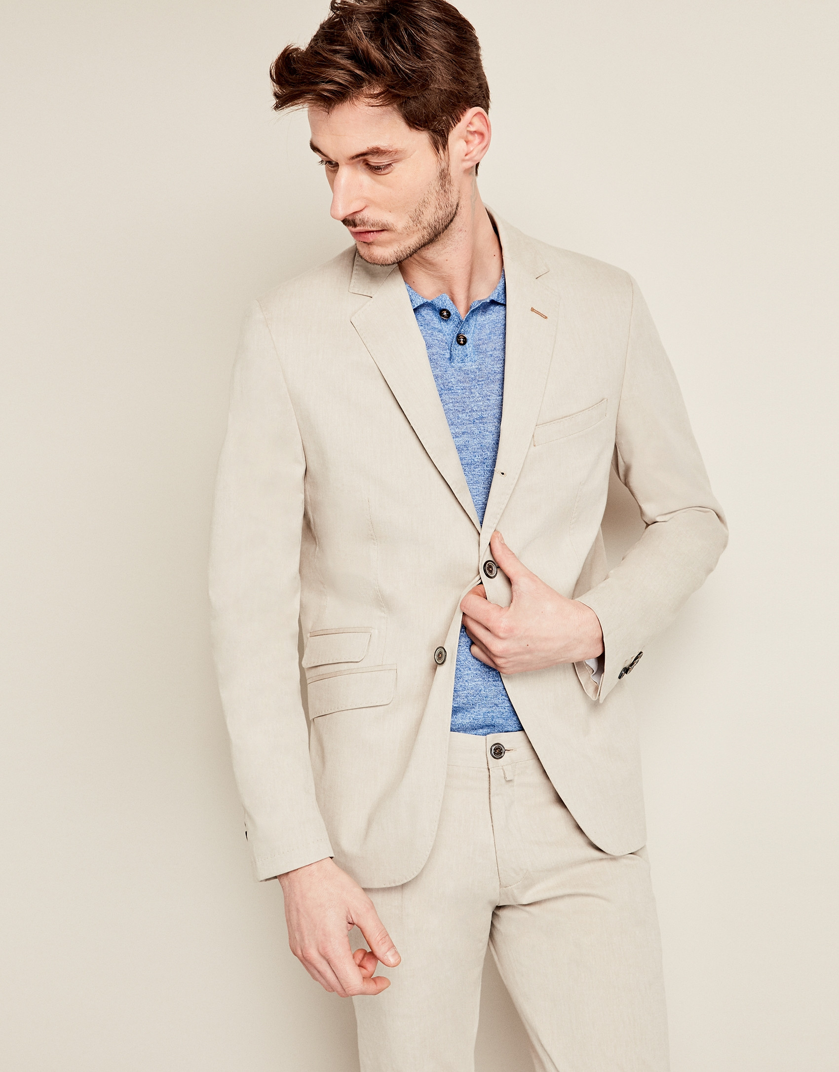 Beige cotton suit jacket
