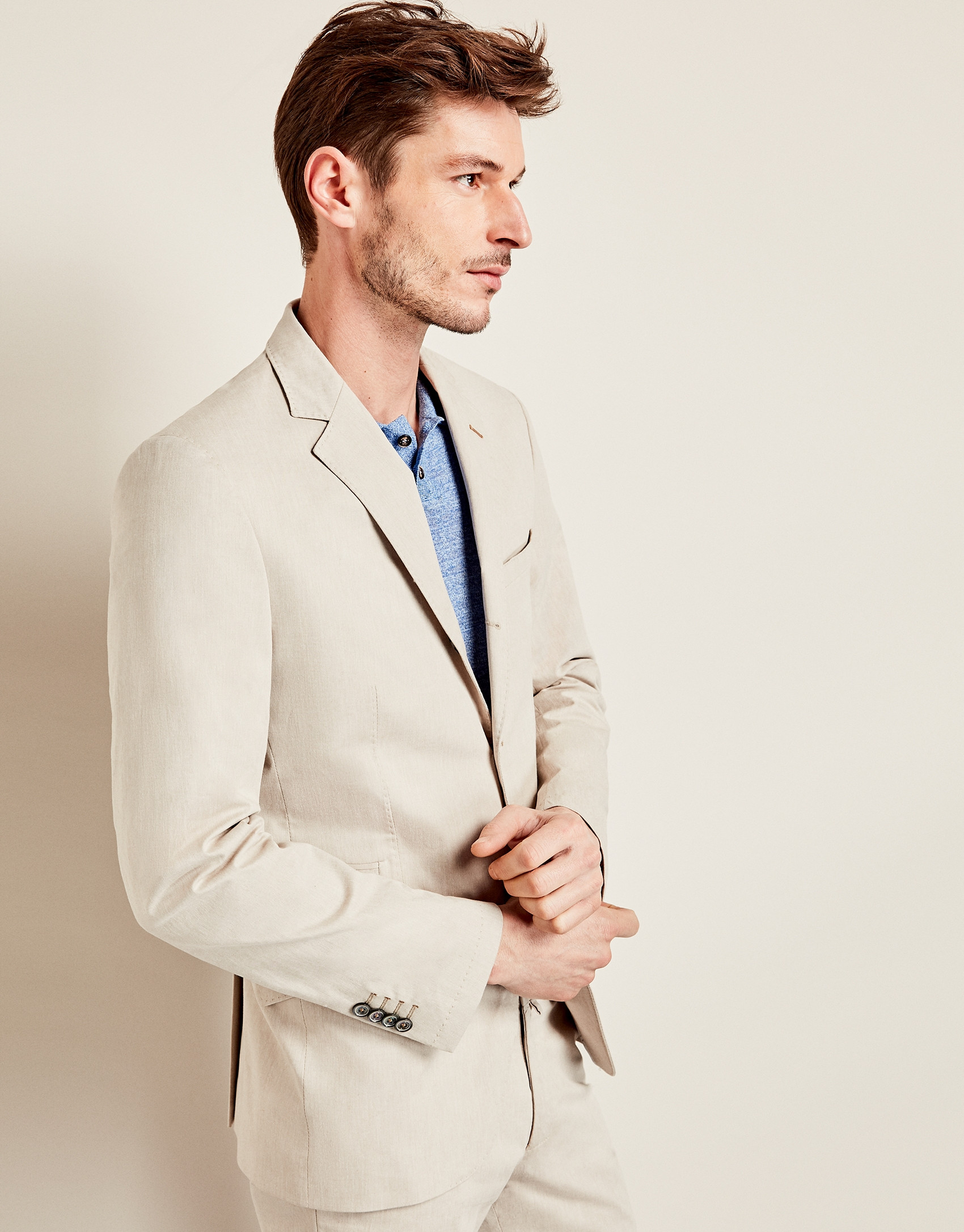 Beige cotton suit jacket