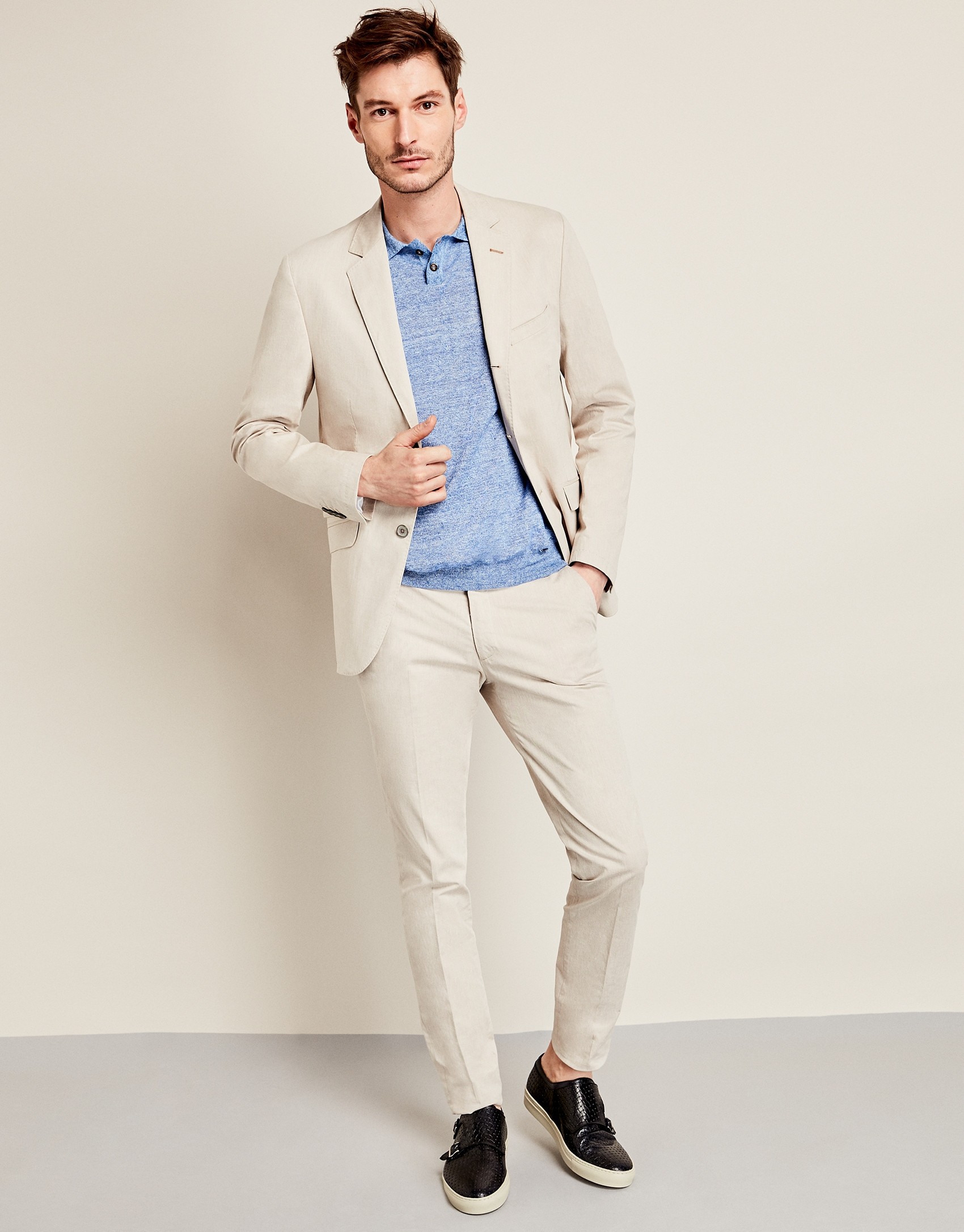Beige cotton suit jacket