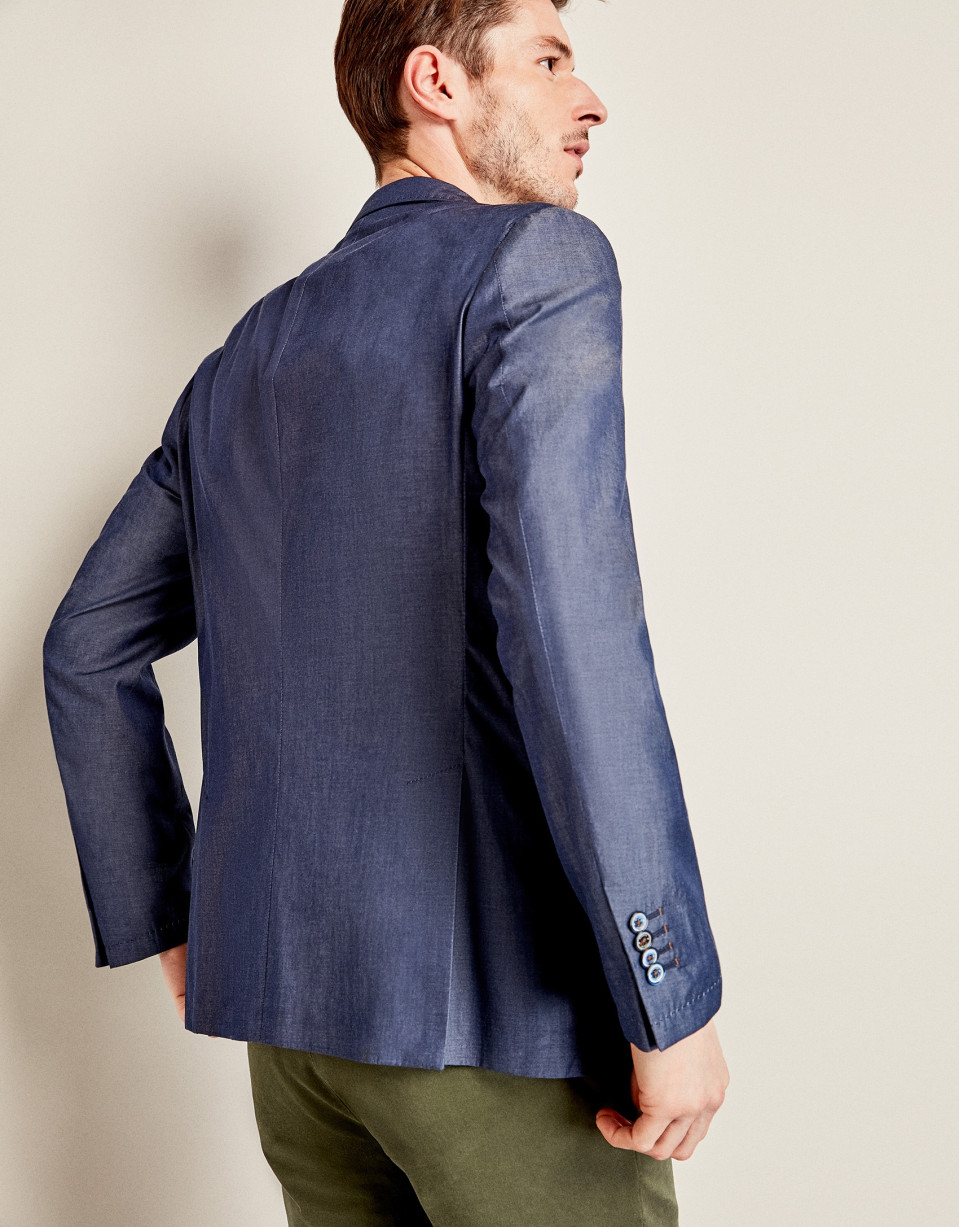 Indigo cotton suit jacket