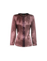 Blusa de seda bordeos con estampado geométrico 