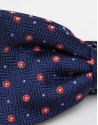 Pajarita azul marino jacquard lunares rojo