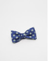 Navy blue bowtie with jacquard green daisies