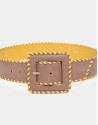 Camel leather backstitched belt