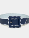 Navy blue leather back stitched belt