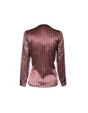 Blusa de seda bordeos con estampado geométrico 