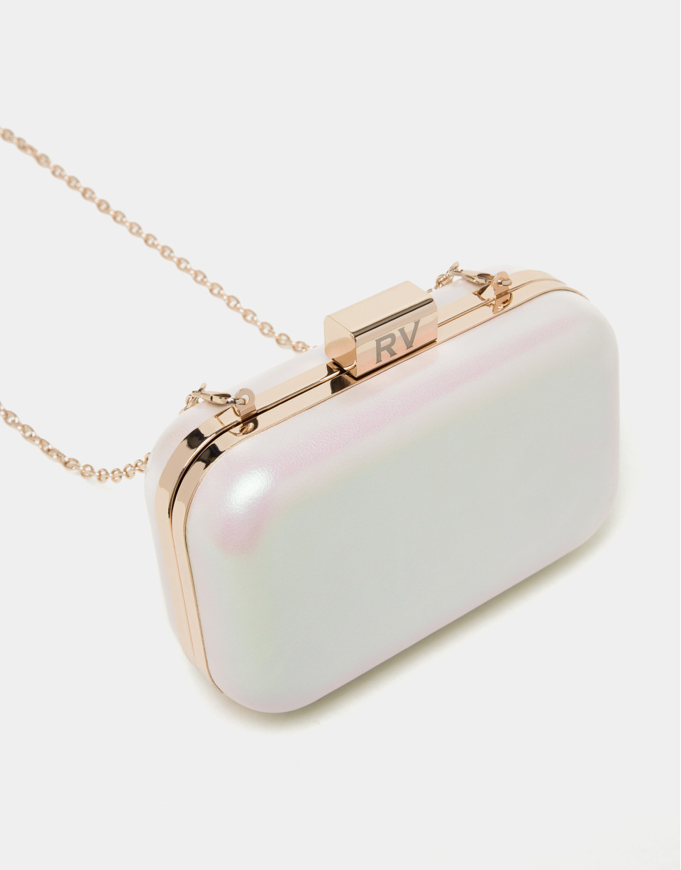 Pearl leather Rose clutch bag