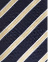 Corbata seda marino medio rayas blanco/amarillo