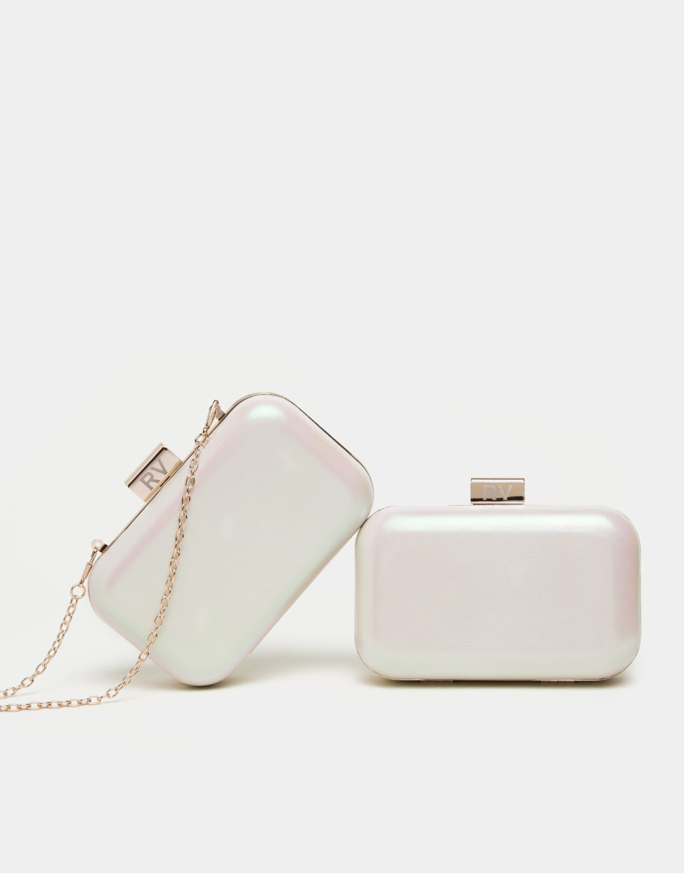 Bolso clutch piel perla Rose