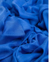 Plain blue scarf with logos