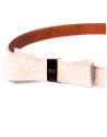 Beige leather belt with bow