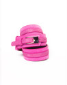  Cinturón en piel rosa metalizado
