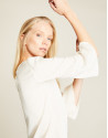 Beige top with flounce sleeves 