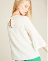 Beige top with flounce sleeves 