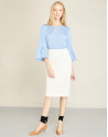 Blue top with flounce sleeves 