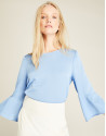 Blue top with flounce sleeves 